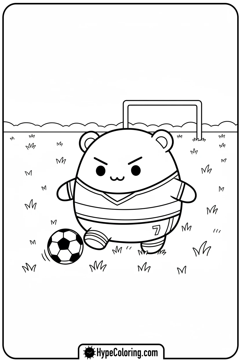 Click to download PDF squishmallow-playing-soccer - squishmallow coloring pages