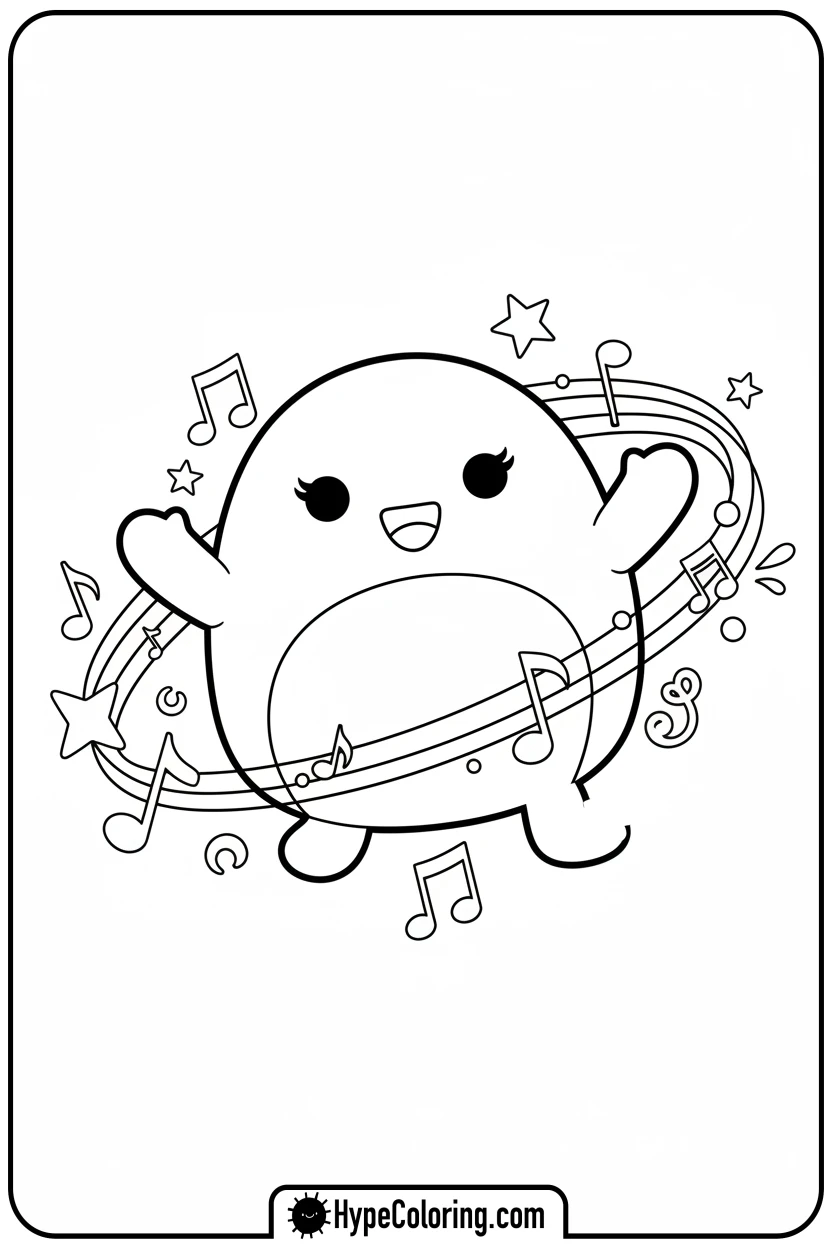 Click to download PDF squishmallow-dancing - squishmallow coloring pages