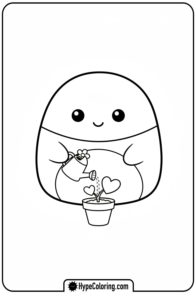 Click to download PDF squishmallow-gardening - squishmallow coloring pages