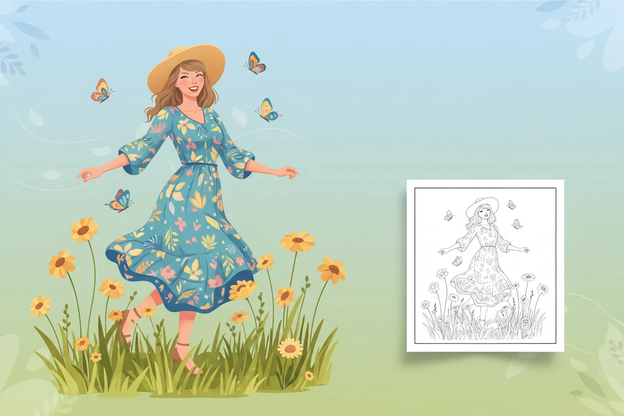 taylor-swift-skipping-joyfully-through - taylor swift coloring pages