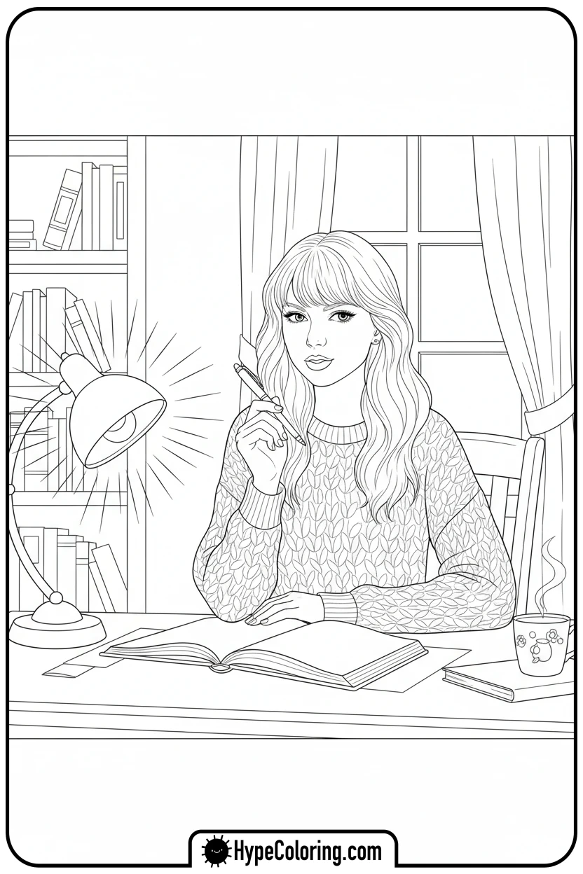 taylor-swift-writing-in-notebook - taylor swift coloring pages