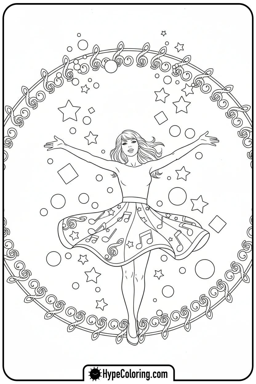 taylor-swift-dancing-with-confetti - taylor swift coloring pages