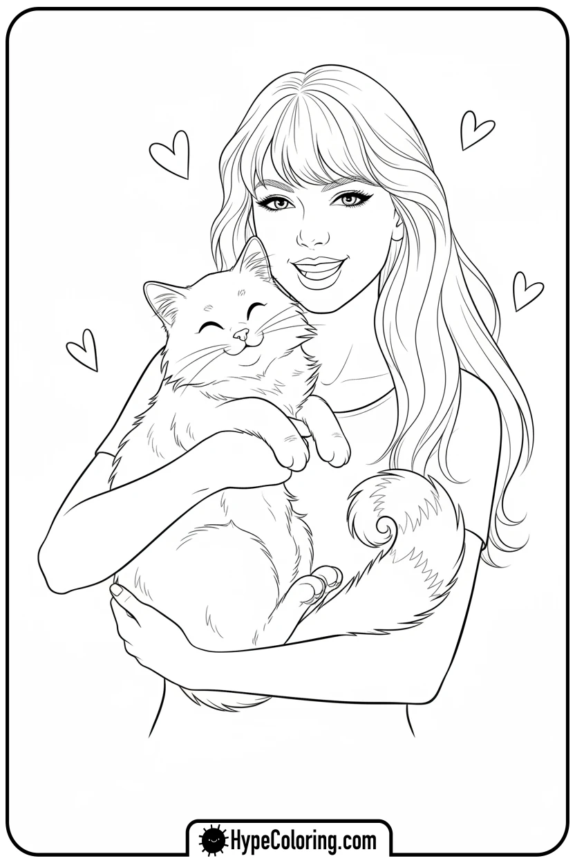 taylor-swift-hugging-a-cat - taylor swift coloring pages