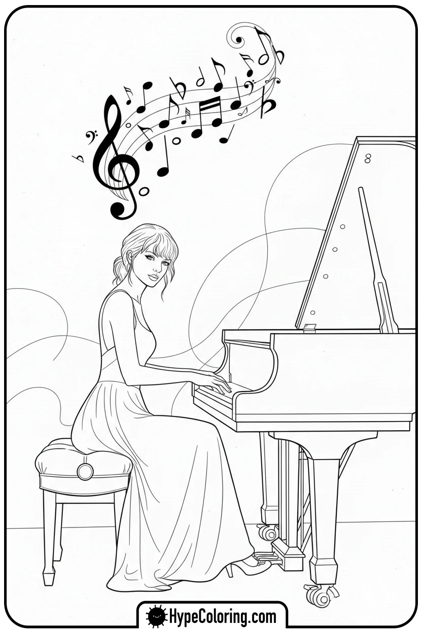 taylor-swift-playing-grand-piano - taylor swift coloring pages