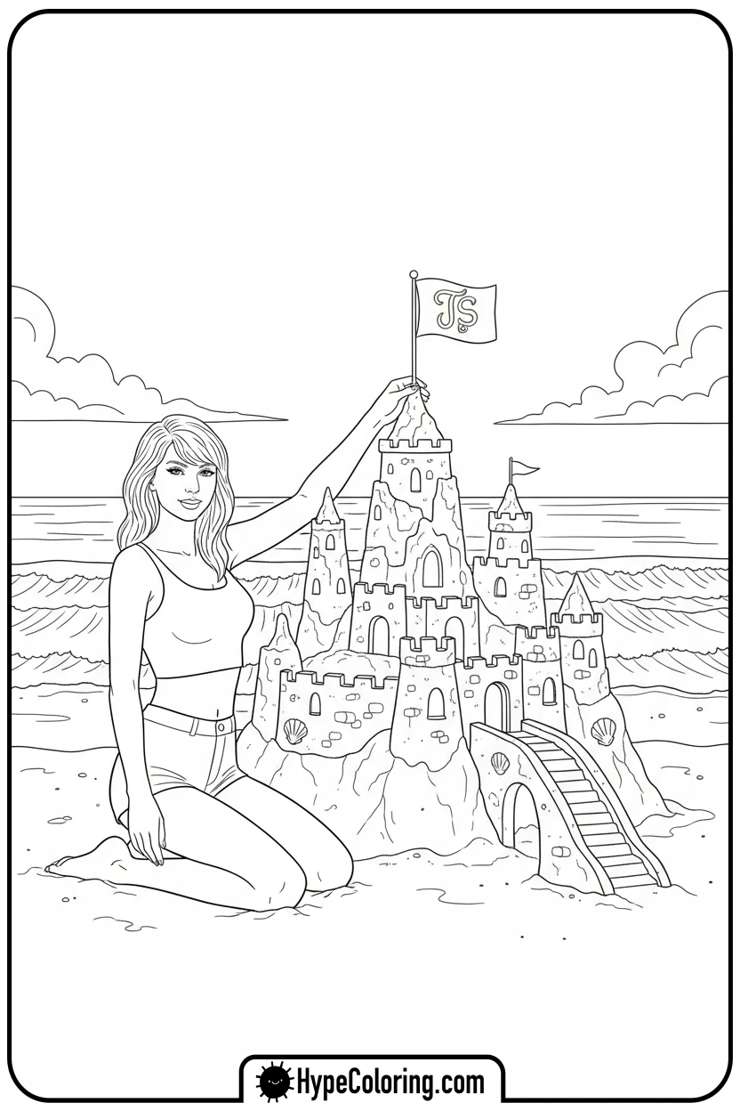 taylor-swift-building-sandcastle - taylor swift coloring pages