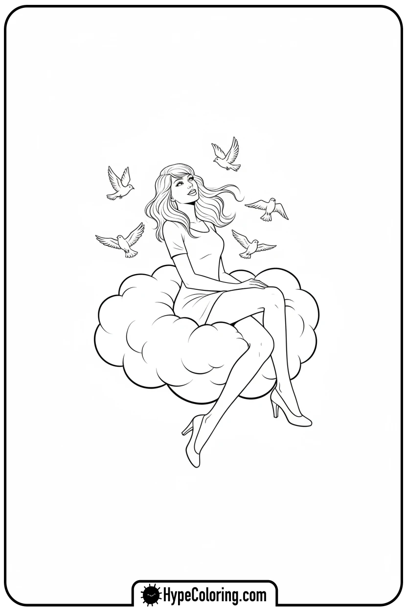 taylor-swift-floating-on-cloud - taylor swift coloring pages