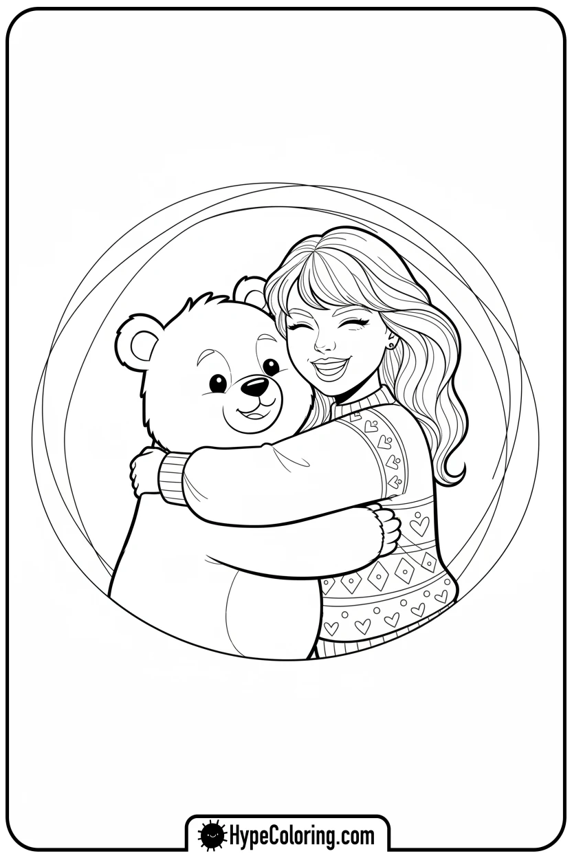 taylor-swift-hugging-a-bear - taylor swift coloring pages
