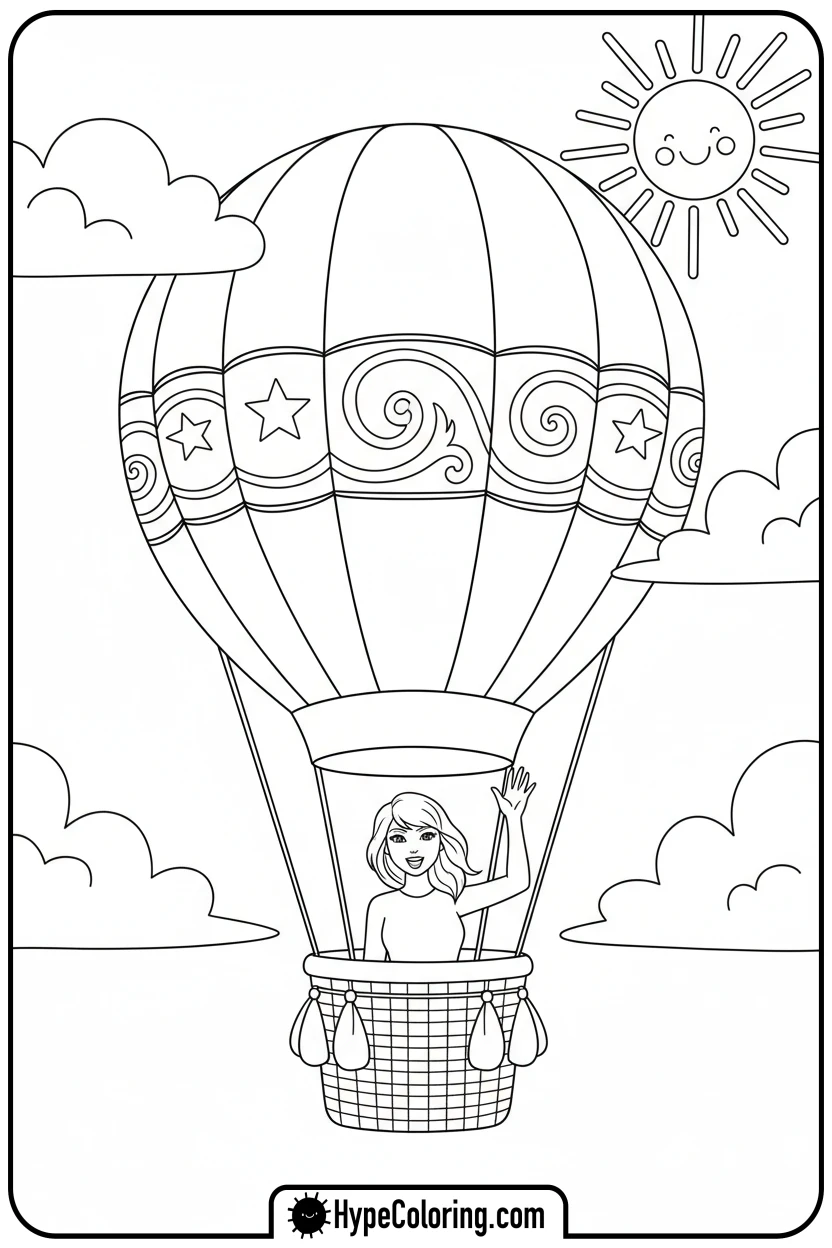 taylor-swift-in-hot-air-balloon - taylor swift coloring pages