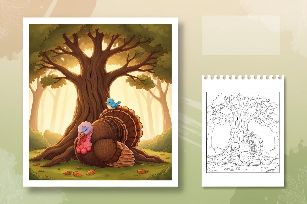 a-peaceful-turkey-curled-up - turkey coloring page
