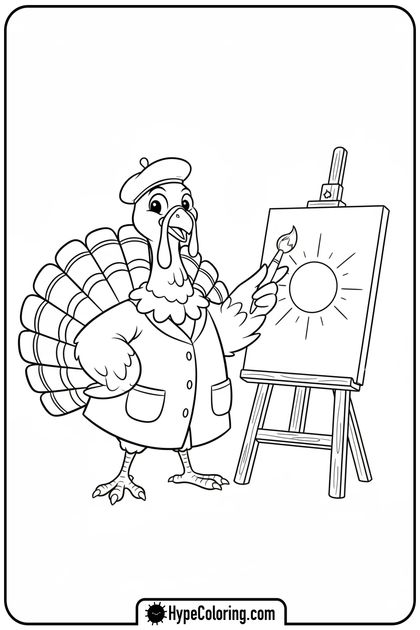 turkey-painting-a-picture - turkey coloring page