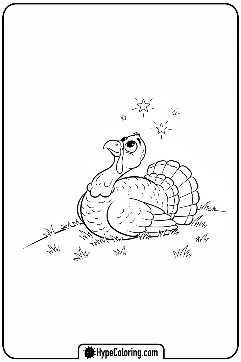 turkey-stargazing - turkey coloring page