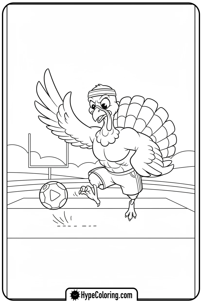 turkey-playing-catch-with-ball - turkey coloring page