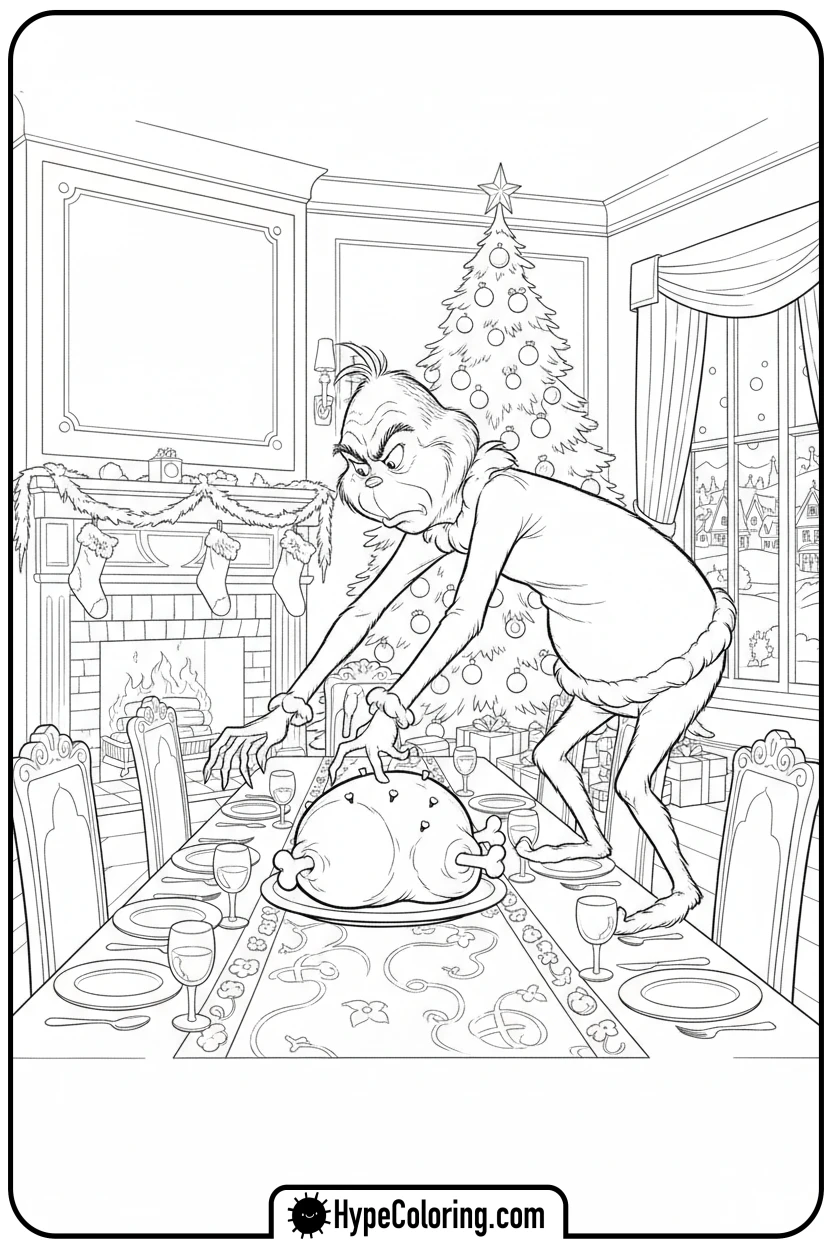 grinch-stealing-roast-beast - grinch coloring page