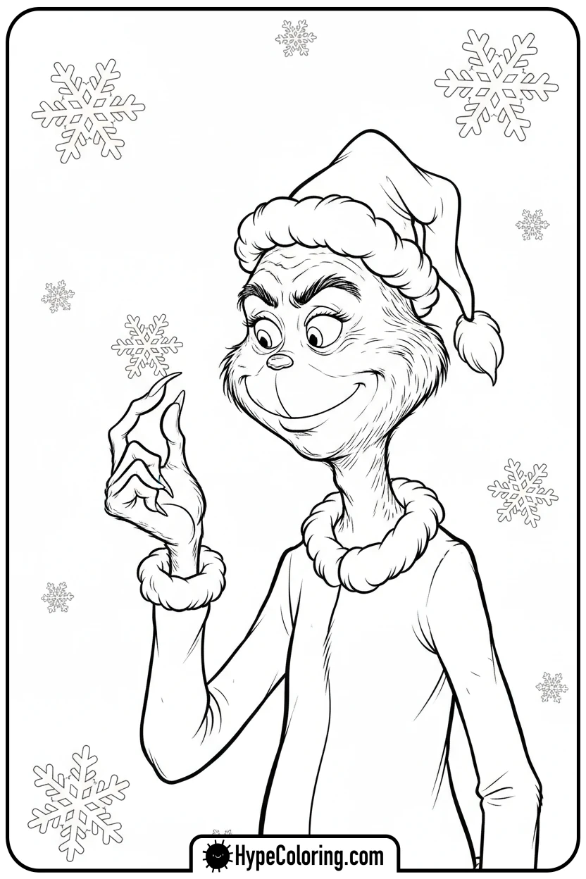 grinch-with-snowflake - grinch coloring page