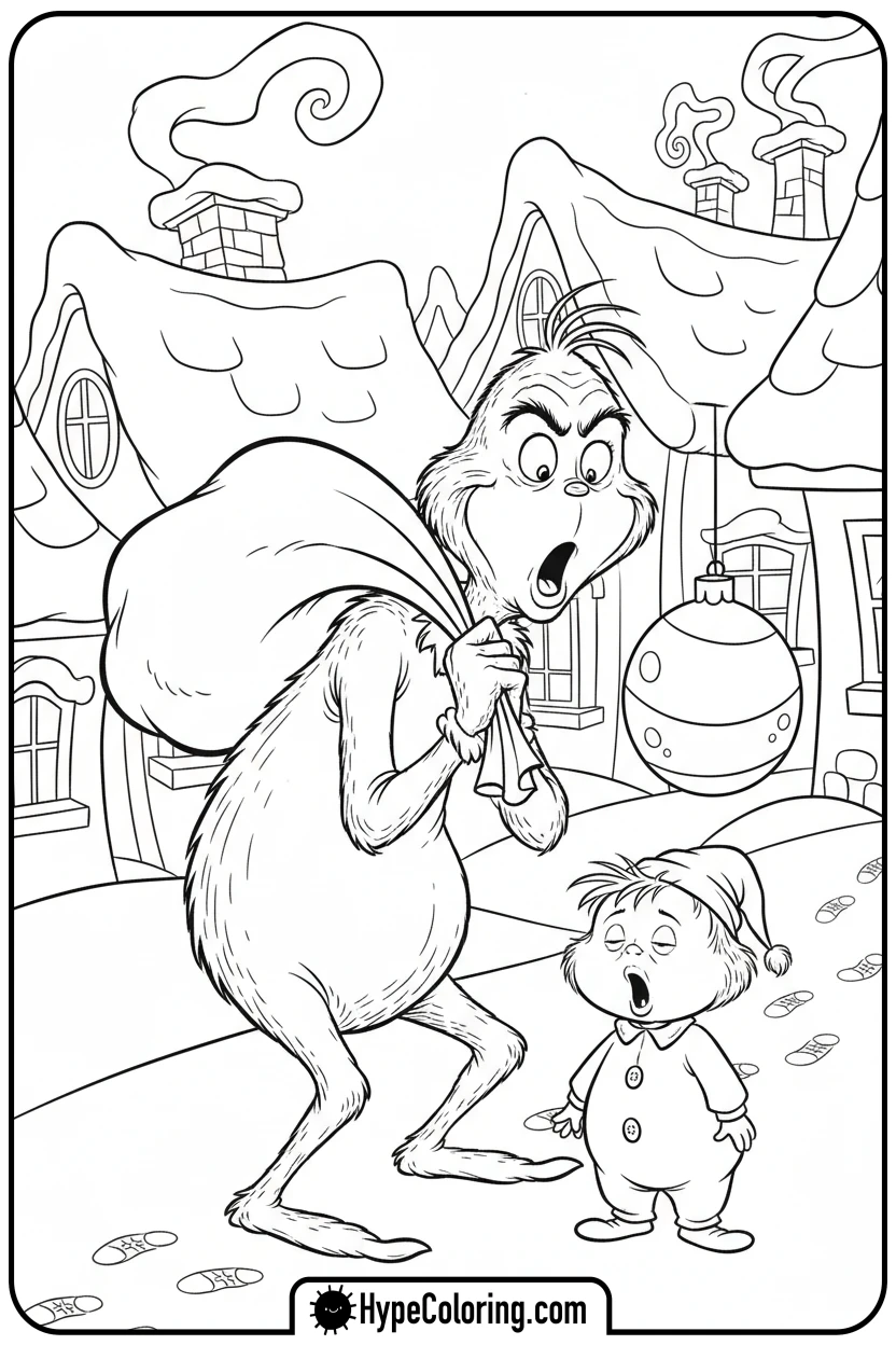grinch-surprised-by-child - grinch coloring page