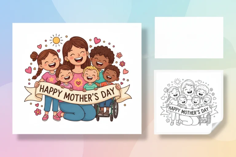 a-group-of-diverse-children - happy mothers day coloring pages