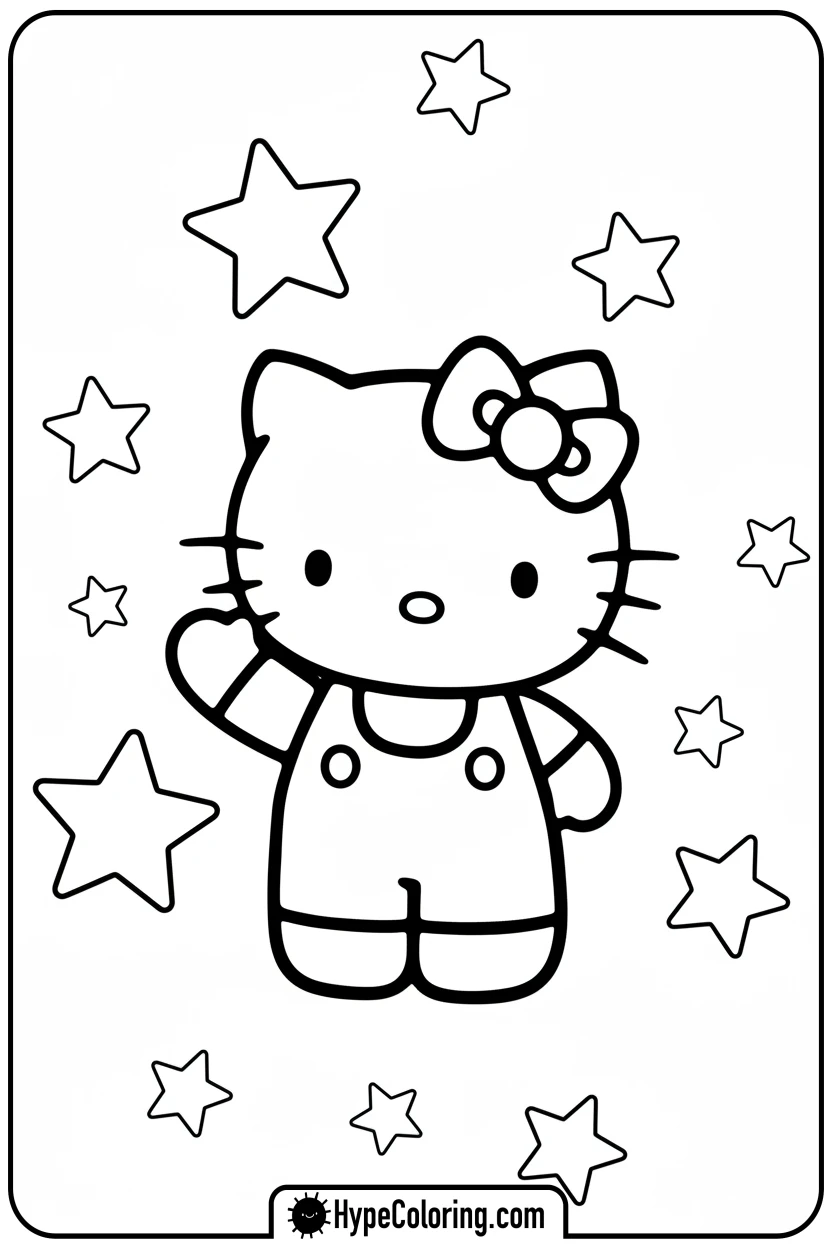 hello-kitty-waving - hello kitty coloring pages printable