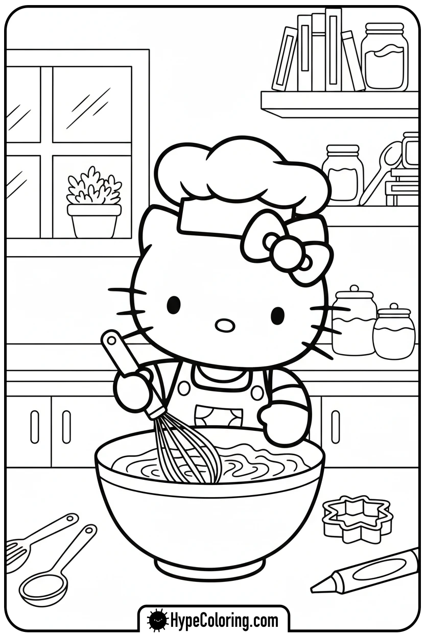 hello-kitty-baking - hello kitty coloring pages printable