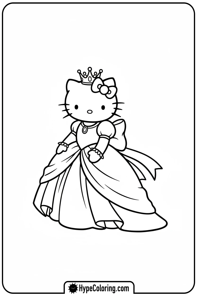 hello-kitty-princess - hello kitty coloring pages printable