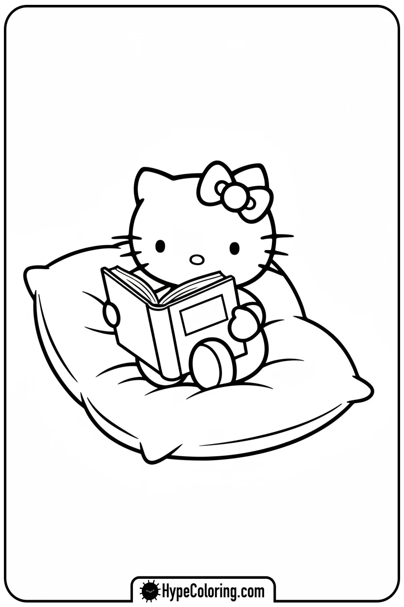 hello-kitty-reading-book - hello kitty coloring pages printable