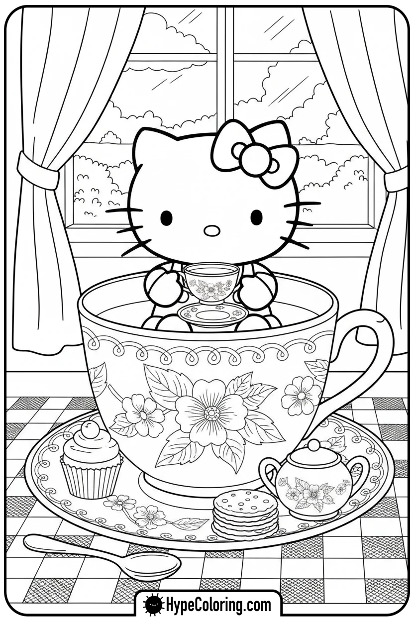 hello-kitty-in-teacup - hello kitty coloring pages printable