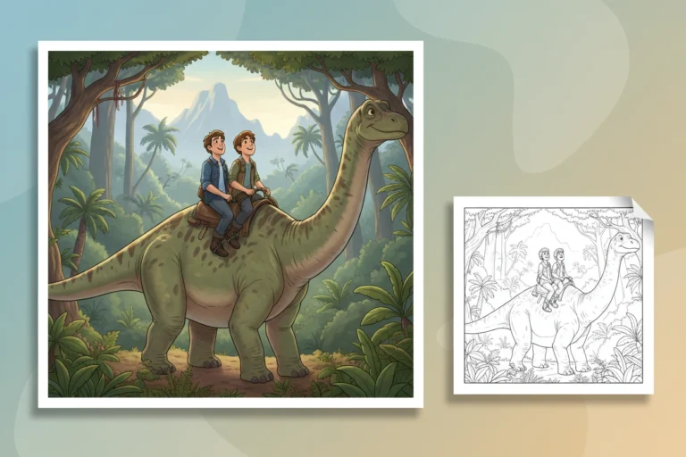 zach-and-gray-riding-happily - jurassic world coloring pages