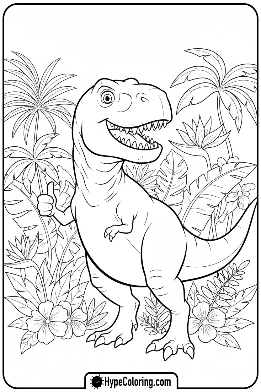 smiling-t-rex-giving-thumbs-up - jurassic world coloring pages