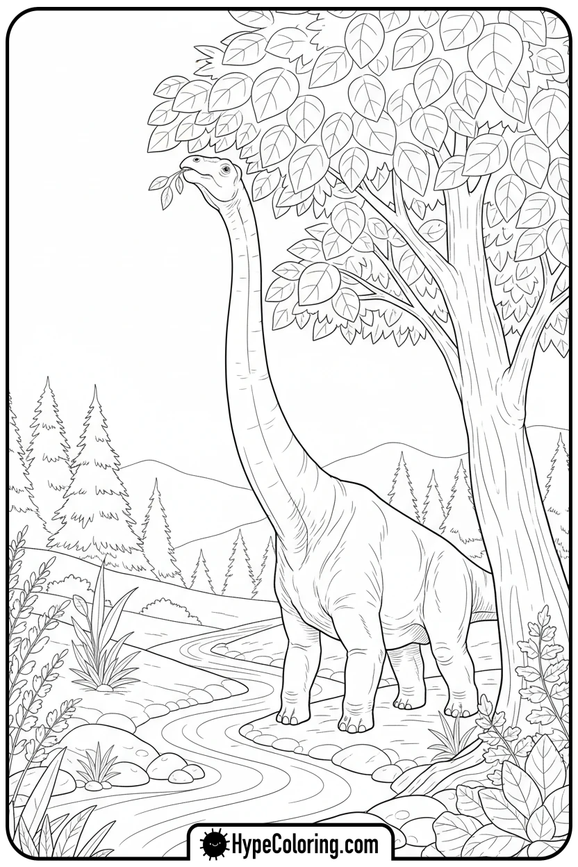 brachiosaurus-eating-leaves - jurassic world coloring pages