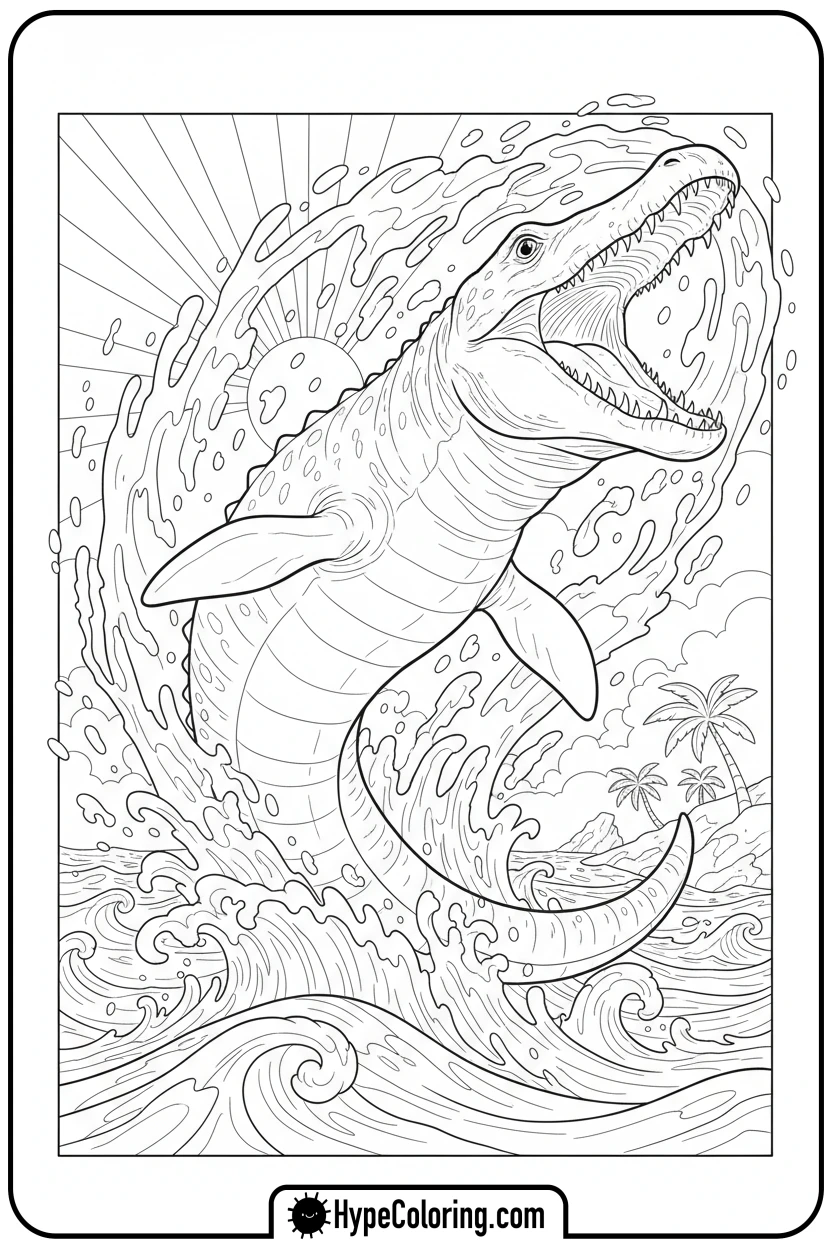 mosasaurus-jumping-from-water - jurassic world coloring pages