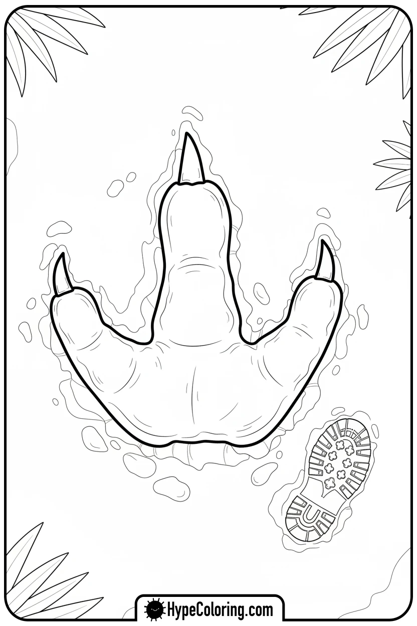 t-rex-footprint-and-boot-print - jurassic world coloring pages