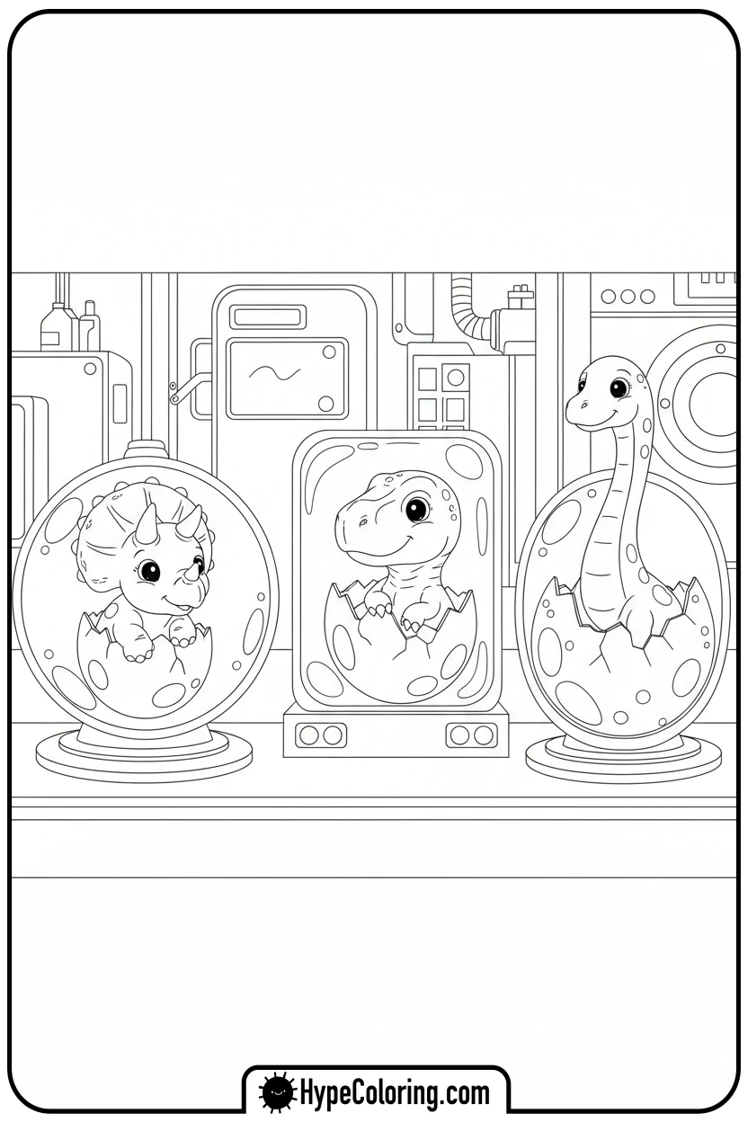 baby-dinosaurs-hatching-in-lab - jurassic world coloring pages