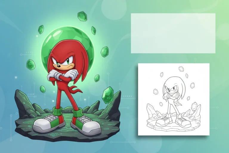 knuckles-standing-proudly-in-front - knuckles coloring page