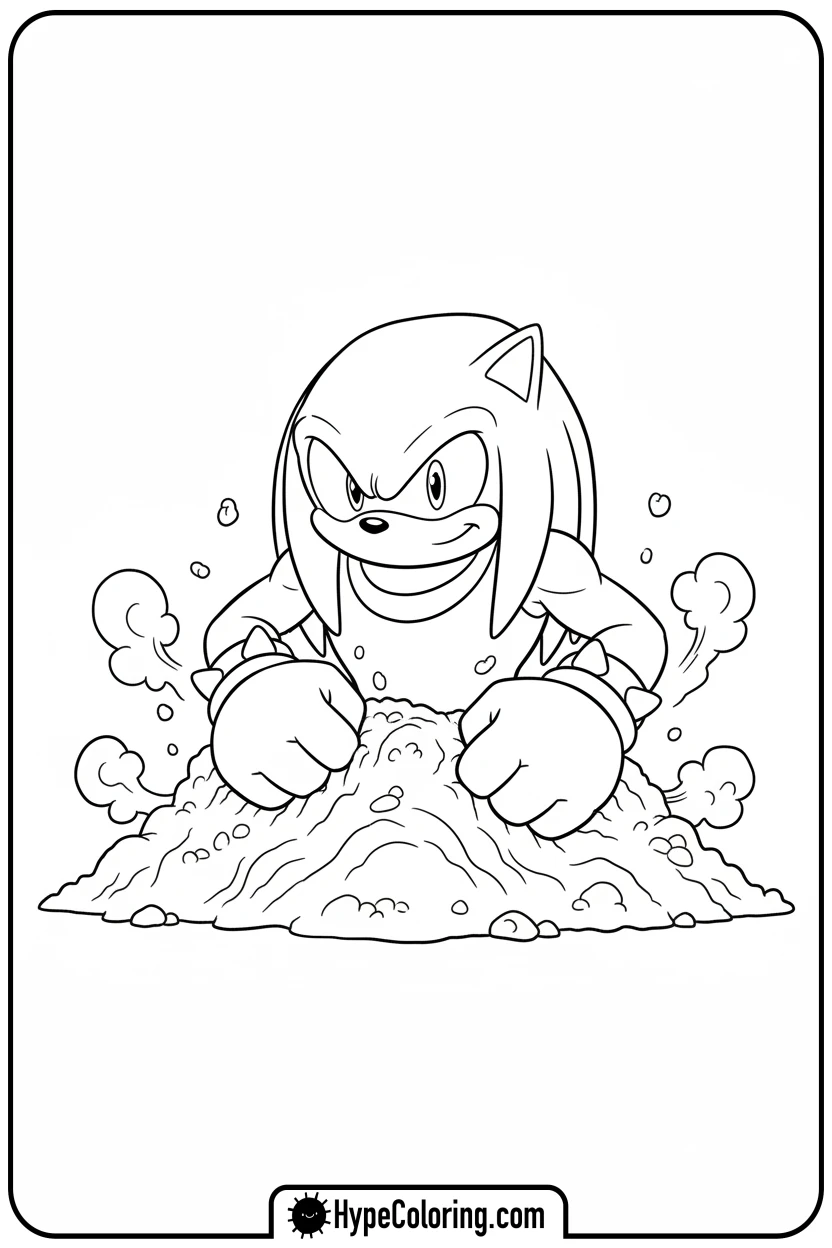 knuckles-emerging-from-dirt - knuckles coloring page
