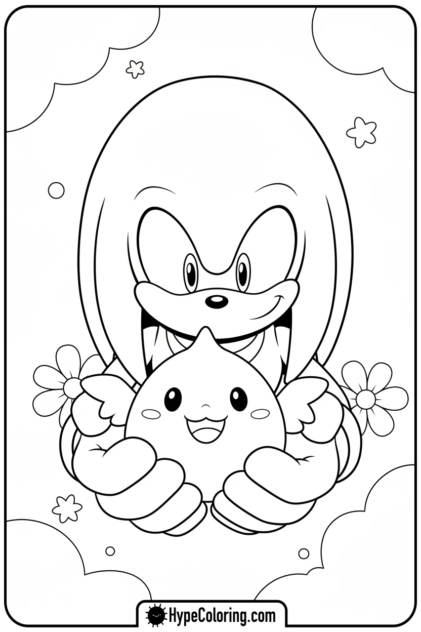 knuckles-holding-a-chao - knuckles coloring page