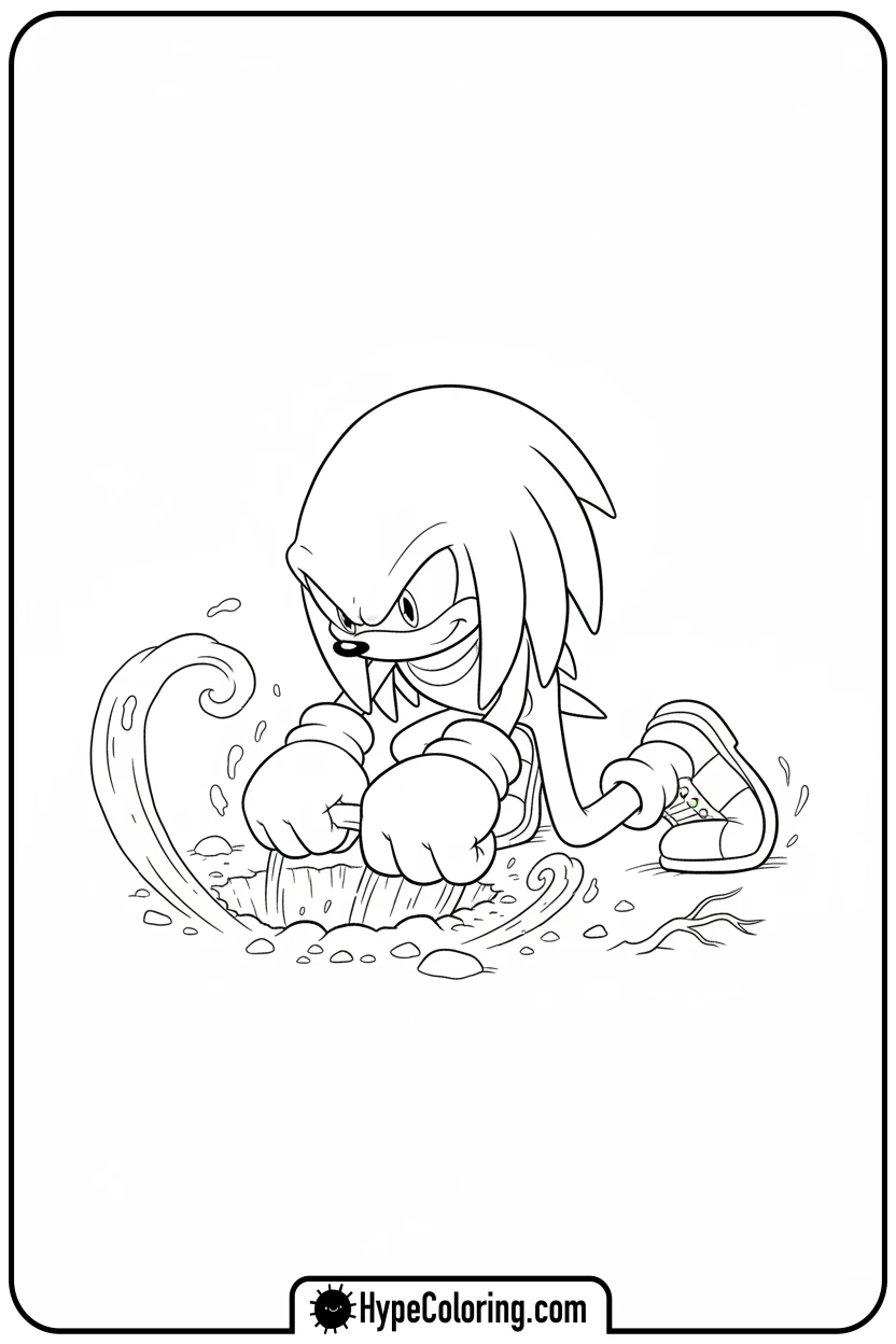 knuckles-digging-a-hole - knuckles coloring page