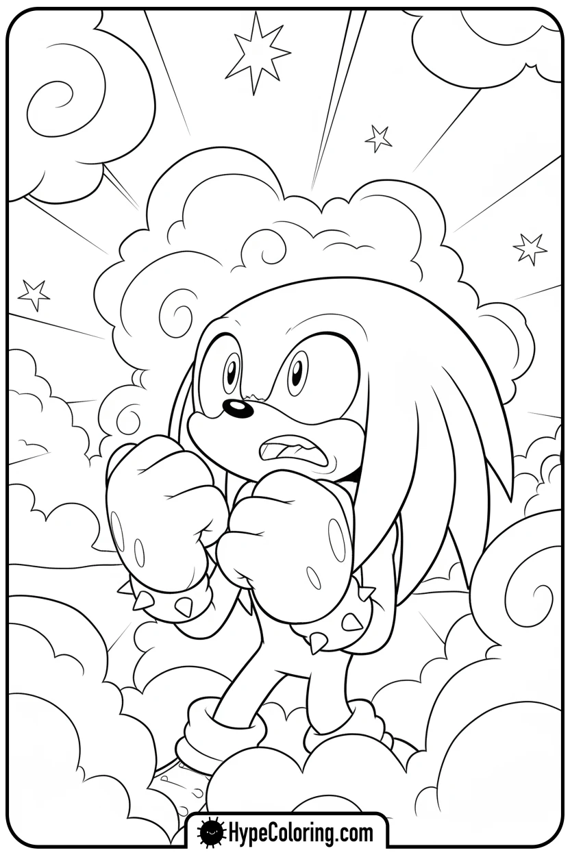 knuckles-looking-up-amazed - knuckles coloring page