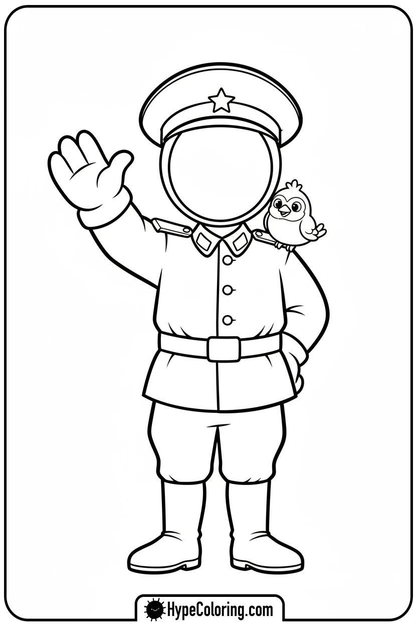 friendly-red-guard-waving - squid game coloring pages