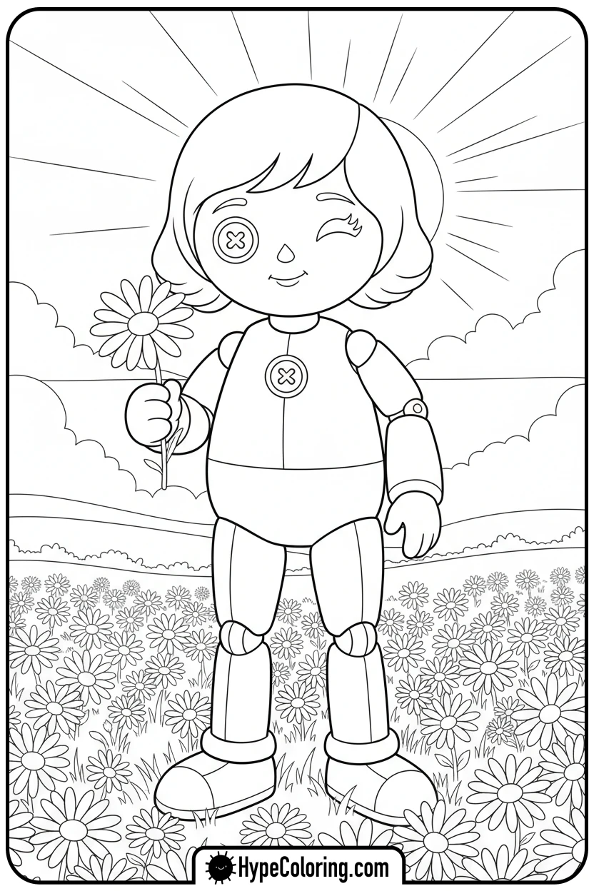 giant-doll-winking-with-flower - squid game coloring pages