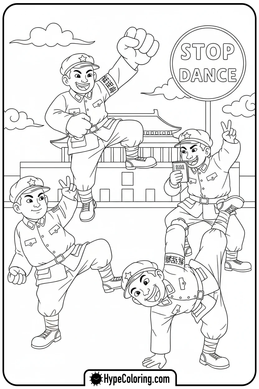 red-light-green-light-dance - squid game coloring pages