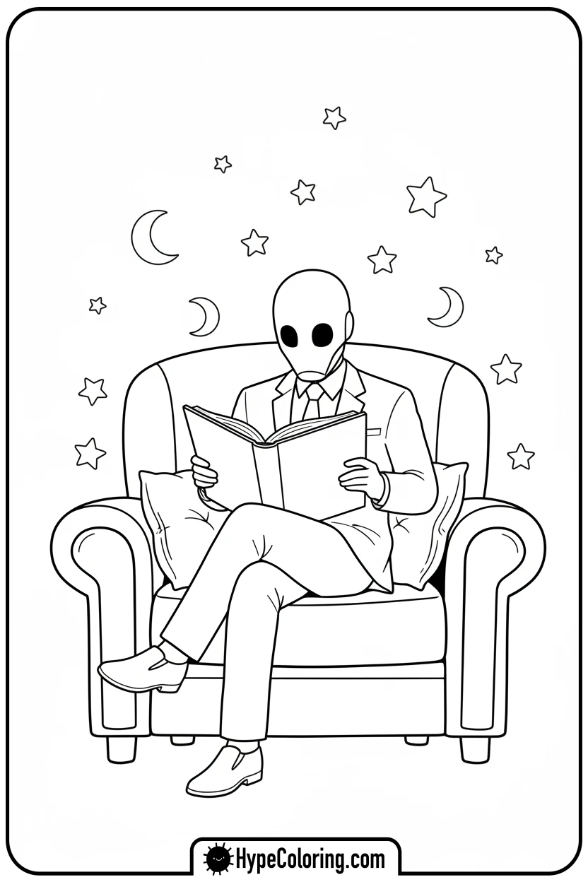 front-man-reading-story - squid game coloring pages