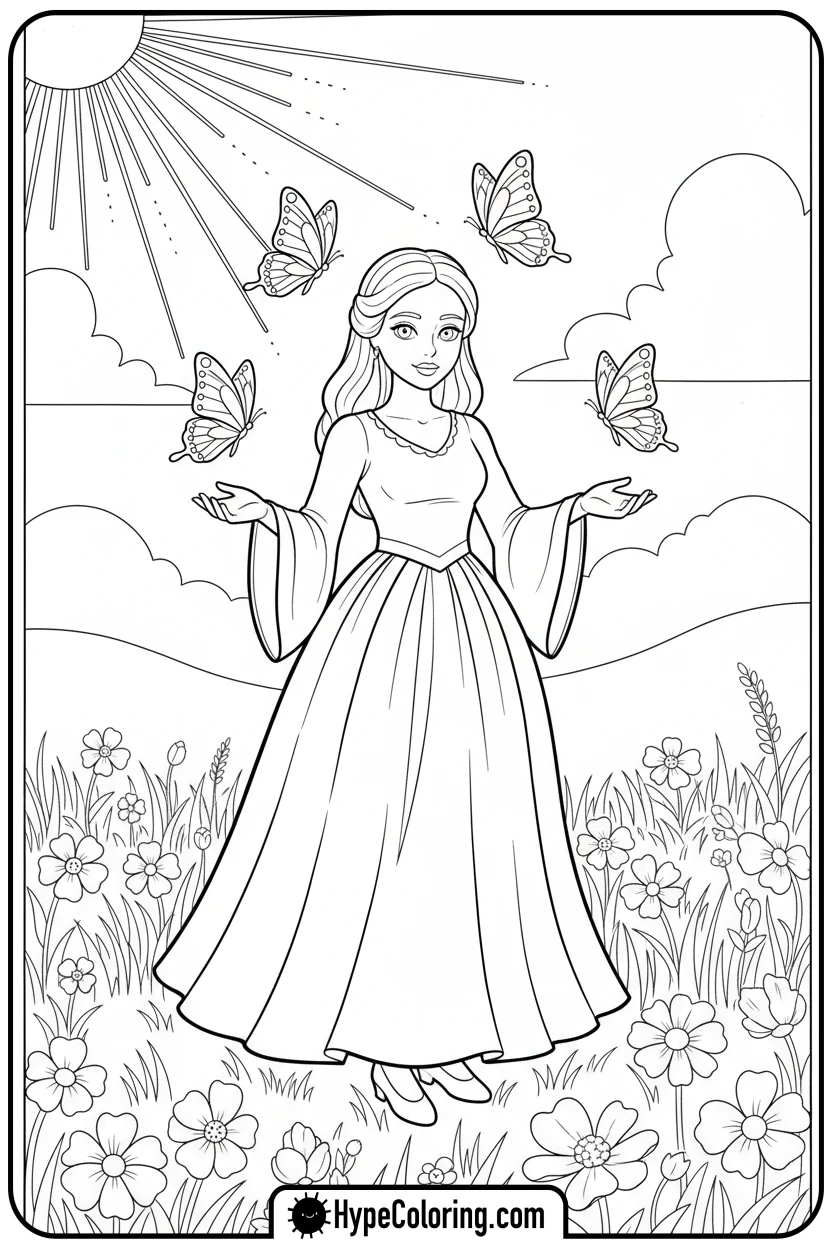 giant-doll-watching-butterflies - squid game coloring pages