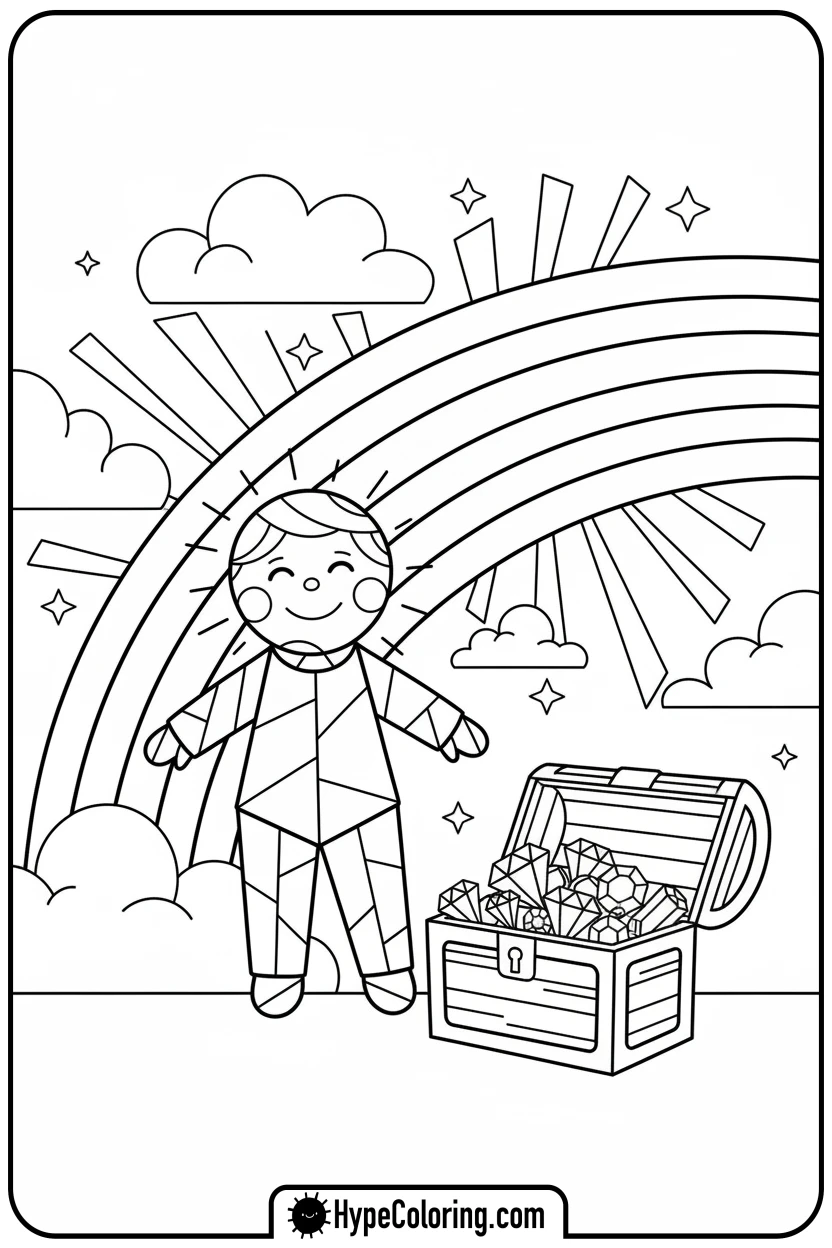 stained-glass-figure-at-rainbow - stained glass coloring pages
