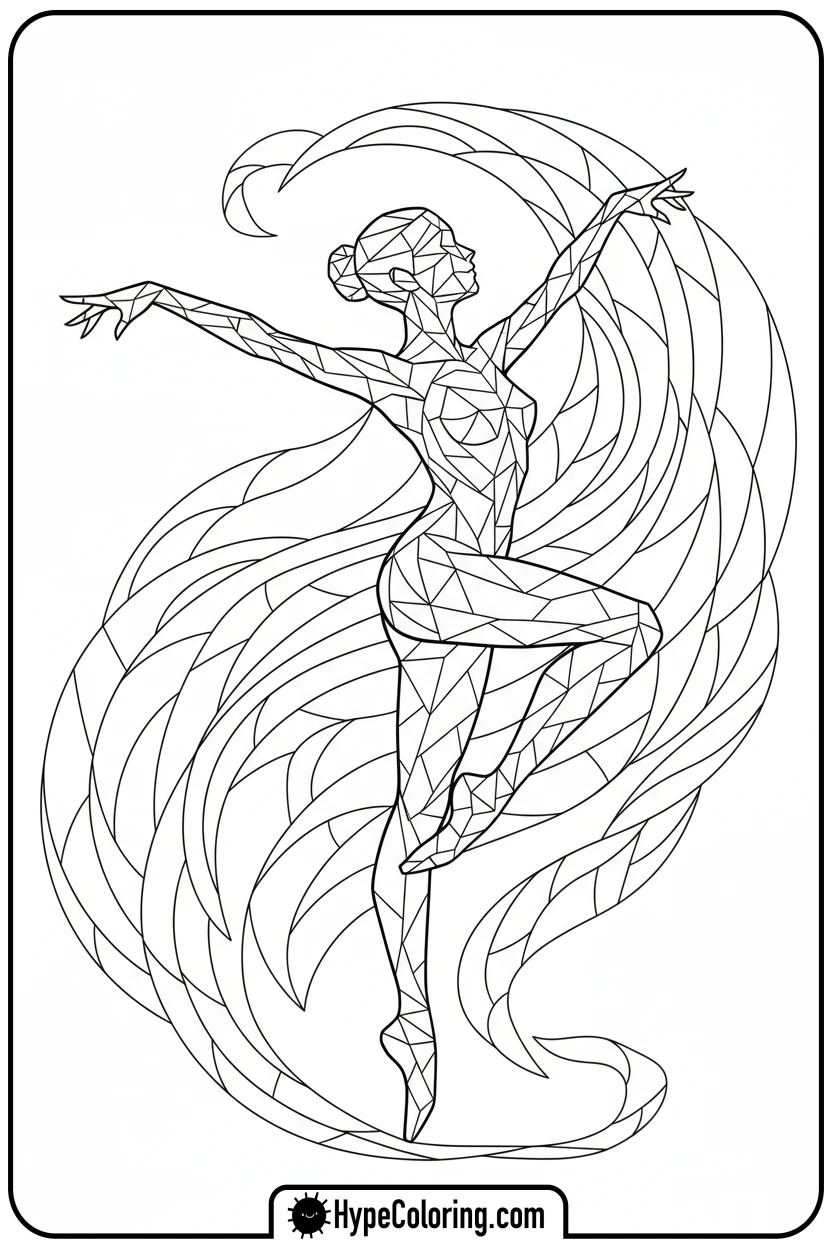 stained-glass-figure-dancing - stained glass coloring pages
