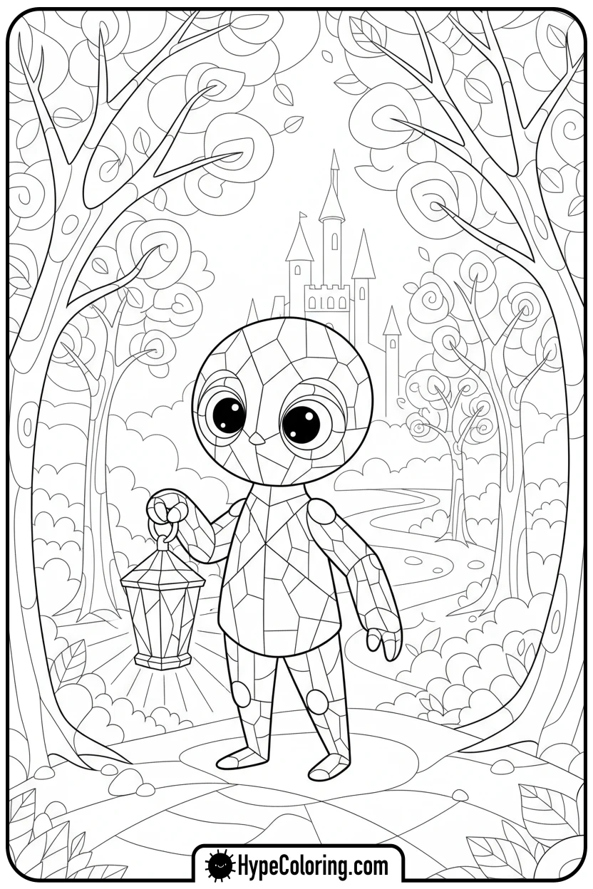 stained-glass-figure-with-lantern - stained glass coloring pages
