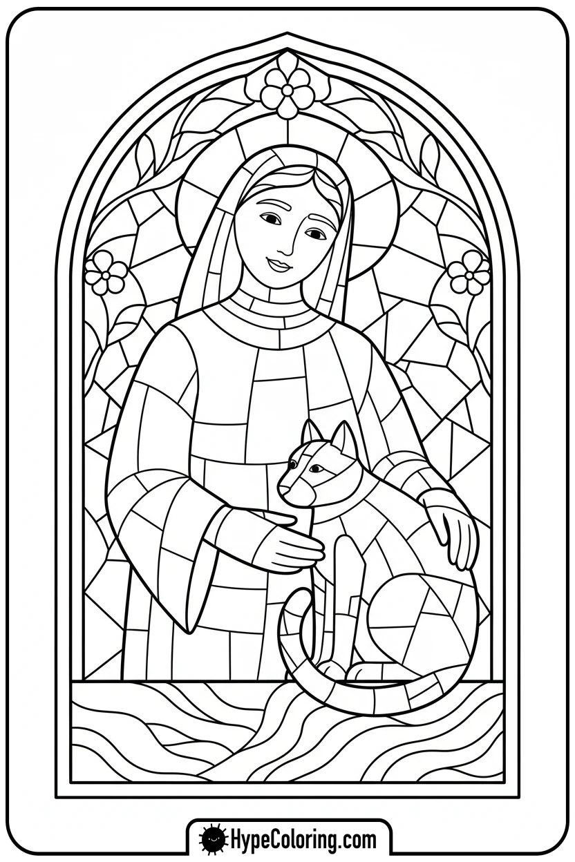 stained-glass-figure-petting-animal - stained glass coloring pages
