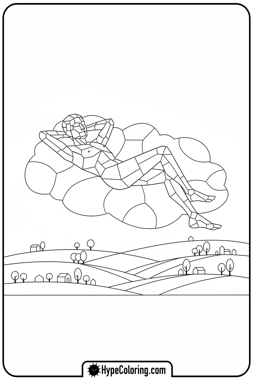 stained-glass-figure-on-cloud - stained glass coloring pages