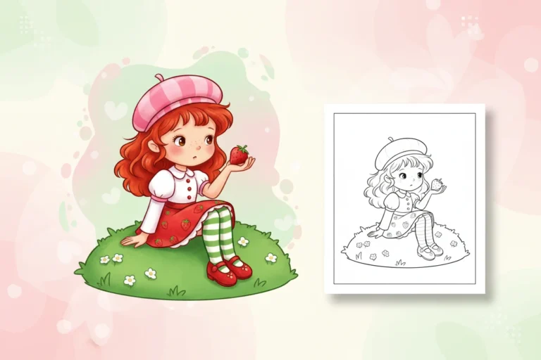 strawberry-shortcake-sitting-peacefully-on - strawberry shortcake coloring page
