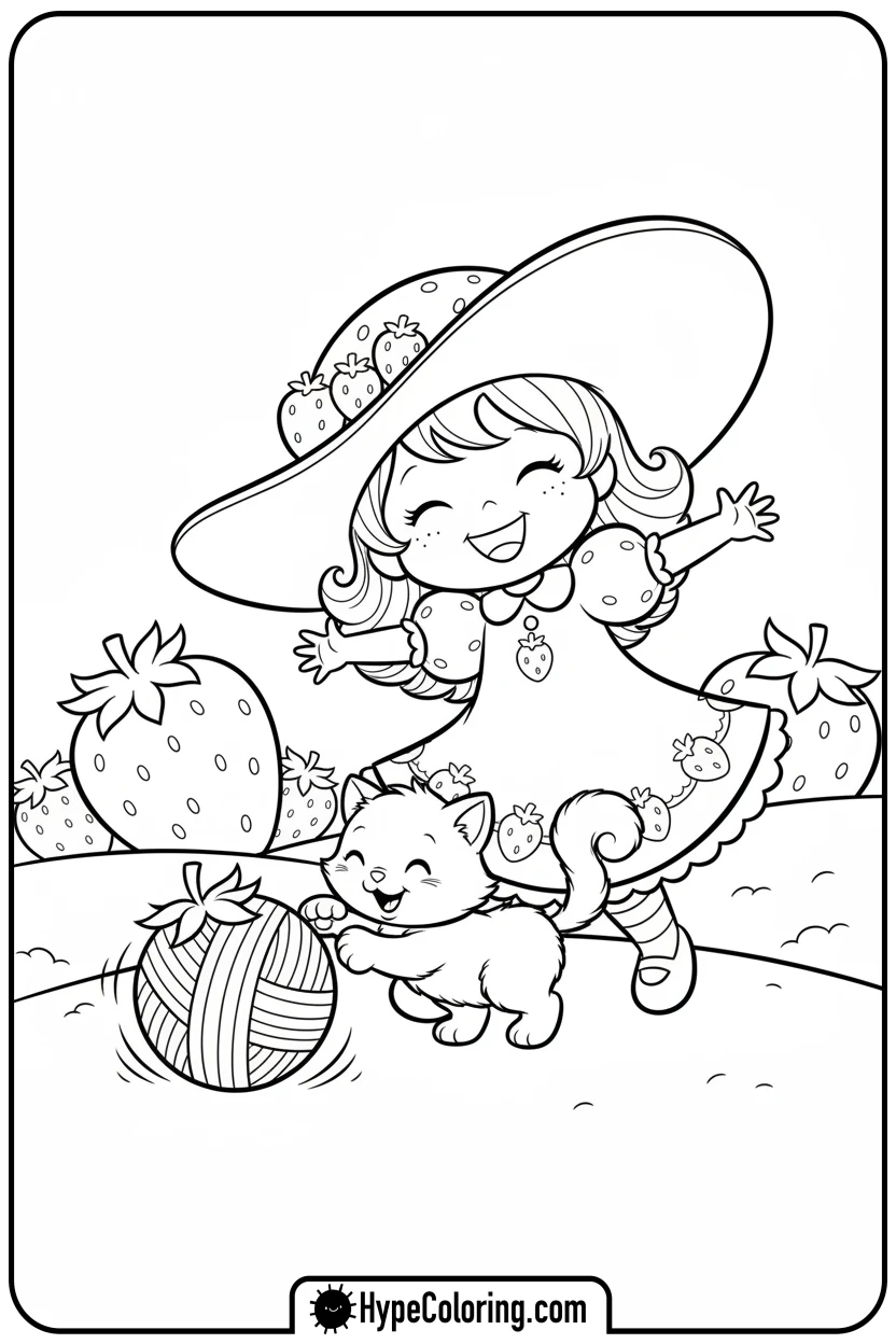 strawberry-shortcake-playing-with-custard - strawberry shortcake coloring page