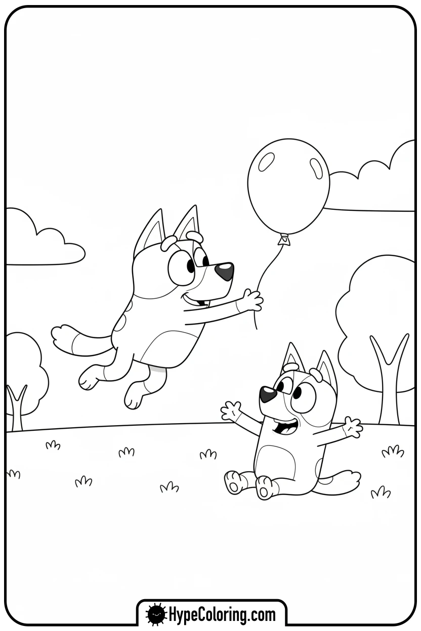bluey-and-bingo-playing-keepy-uppy - bluey and bingo coloring pages