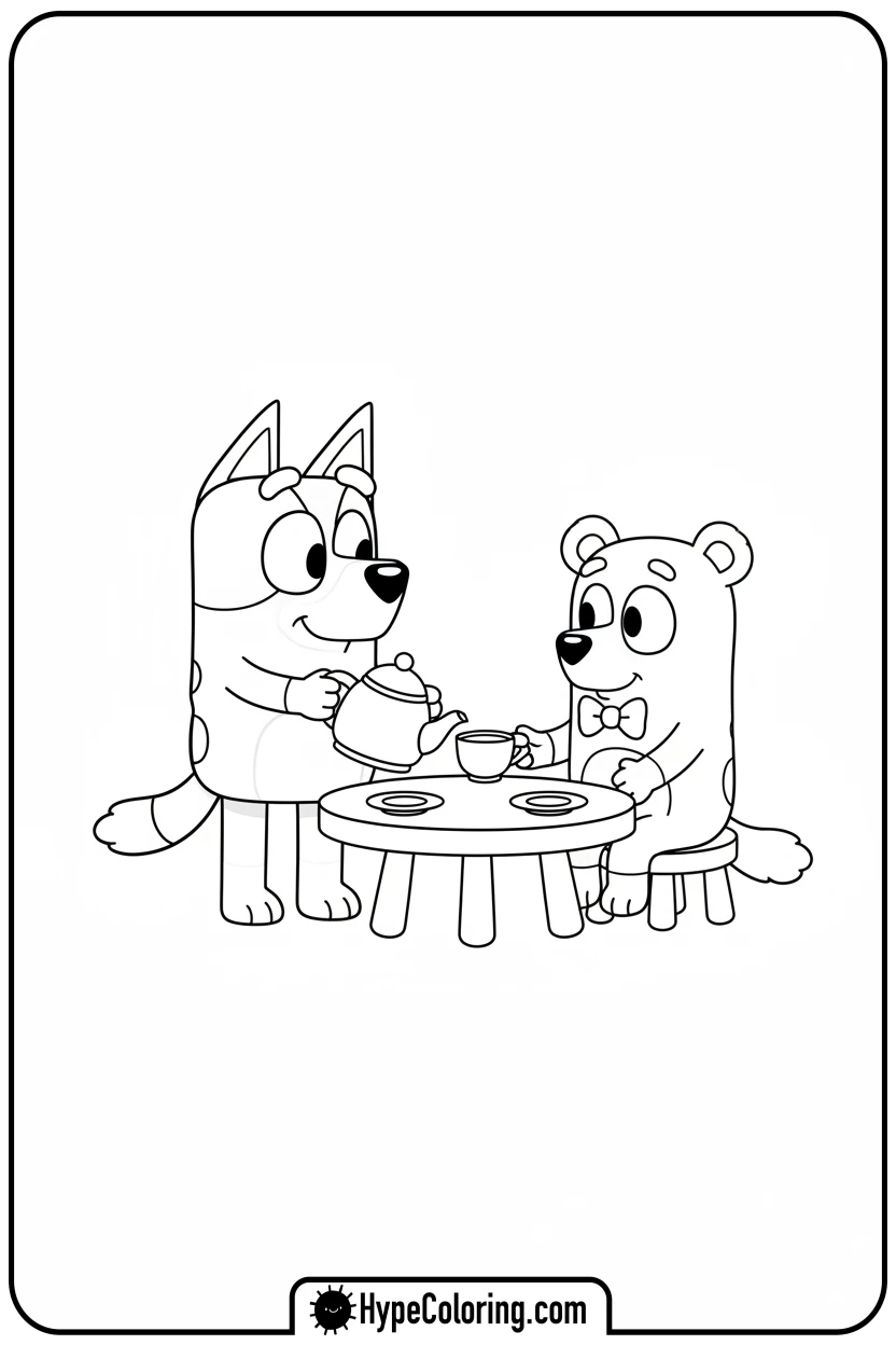 bluey-and-bingo-tea-party - bluey and bingo coloring pages